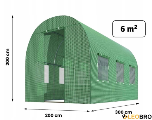 Садова теплиця з вікнами Plonos 6m2 Зелена = 200х300х200 см (4910-A) - 6