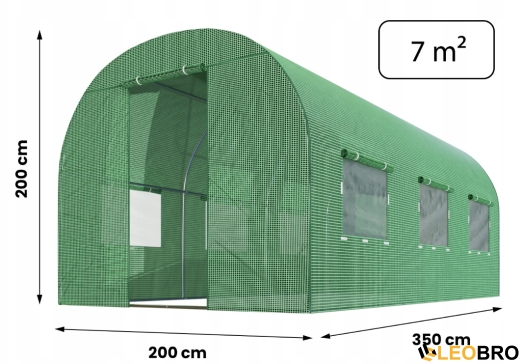 Садова теплиця з вікнами Plonos 7m2 Зелена = 200х350х200 см (4914-A) - 6