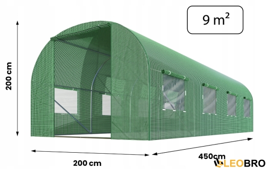 Садова теплиця з вікнами Plonos 9m2 Зелена = 200х450х200 см (4915-A) - 6