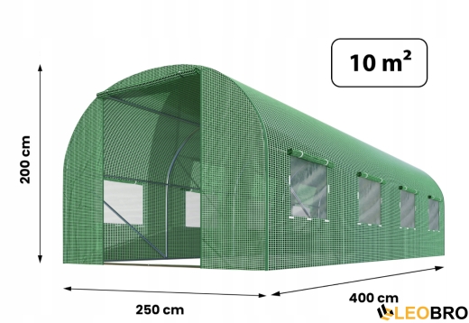 Садова теплиця з вікнами Plonos 10m2 Зелена = 250х400х200 см (4916) - 6