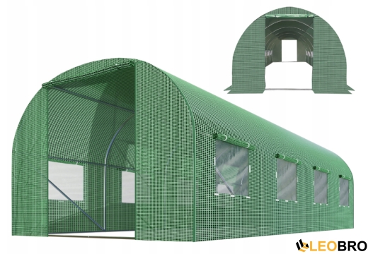 Садова теплиця з вікнами з наскрізним проходом Plonos 10m2 Зелена = 250х400х200 см (4973) - 2