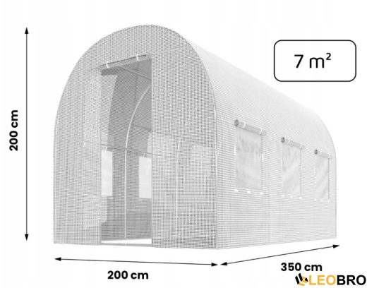 Садова теплиця з вікнами Plonos 7m2 Біла = 350х200х200 см (4971-A) - 5