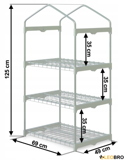 Стелаж-теплиця Plonos Зелена 125 х 69 х 49 см (4921) - 5