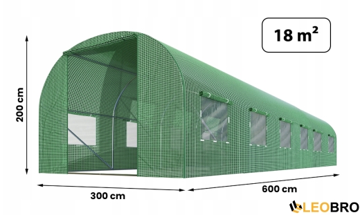 Садова теплиця з вікнами Plonos 18m2 Зелена = 300х600х200 см (4918) - 6