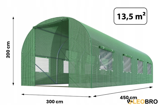 Садова теплиця з вікнами Plonos 13,5 m2 Зелена = 300х450х200 см (4917) - 6