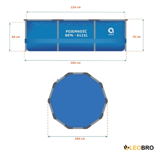 Бассейн каркасный Avenli 366х76см 16в1 (681) - 9