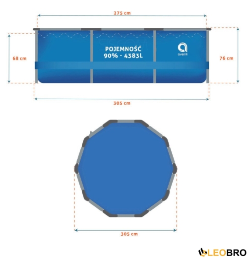 Бассейн каркасный Avenli 305х76см 16в1 (682) - 9