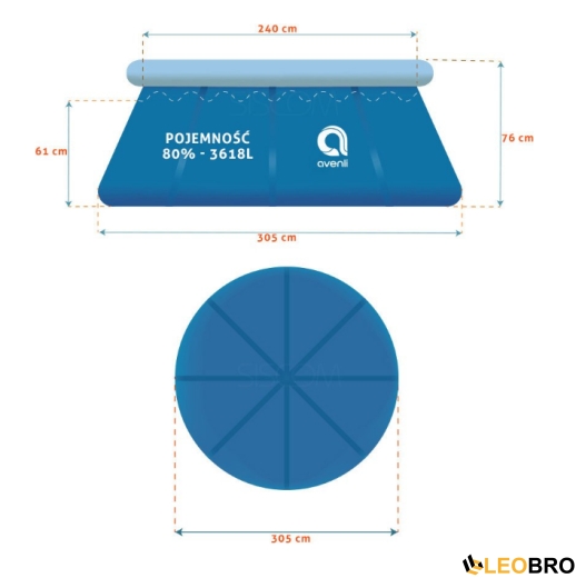 Басейн надувний Avenli 305х76см 14в1 (684) - 10