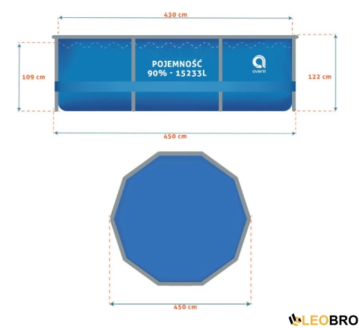 Бассейн каркасный Avenli 450х122см 18в1 (691) - 2