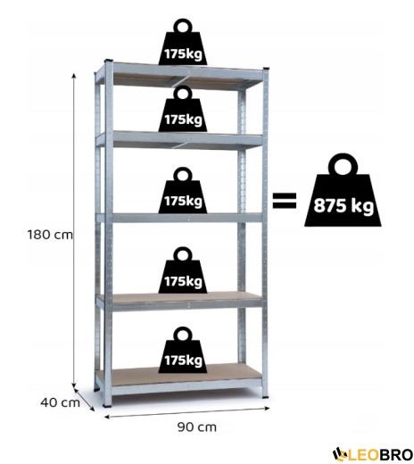 Стеллаж FunFit 180 х 90 х 40 см (3264) - 3