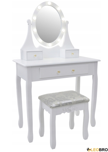 Косметичний туалетний столик з табуретом FUNFIT White LED (2784) - 1