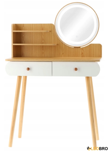 Косметичний туалетний столик FUNFIT White-Brown LED (3913) - 2