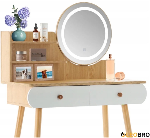 Косметичний туалетний столик FUNFIT White-Brown LED (3913) - 4