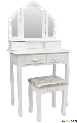 Косметический туалетный столик с табуретом FUNFIT White LED (2783) - 1