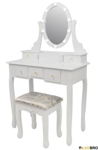 Косметический туалетный столик с табуретом FUNFIT White LED (2785) - 1