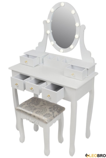 Косметический туалетный столик с табуретом FUNFIT White LED (2785) - 2