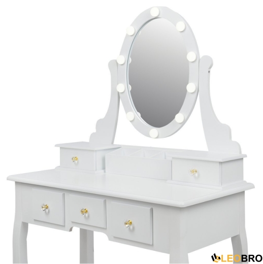 Косметический туалетный столик с табуретом FUNFIT White LED (2785) - 4