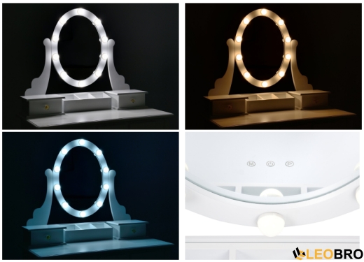 Косметический туалетный столик с табуретом FUNFIT White LED (2785) - 6