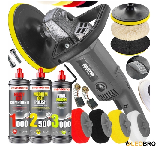 Машинка полірувальна MAJSTER POLSKA MP0441 2,6KW + 4 насадки + полірувальна паста MENZERNA - 1