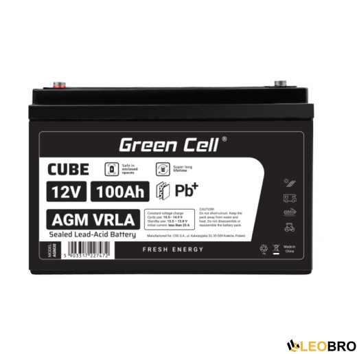 AGM Акумулятор 100Ah 12V Green Cell VRLA (AGM30) - 3