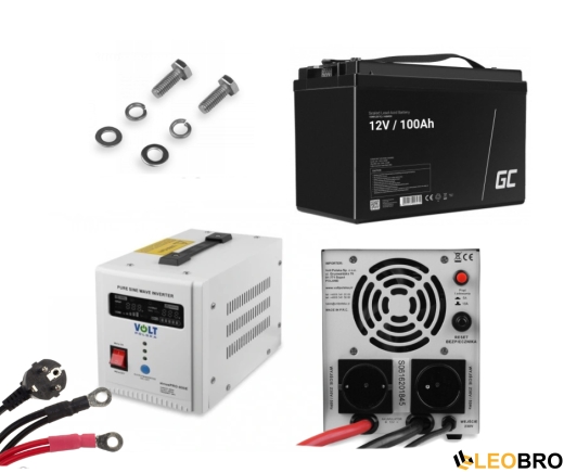 Гібридний ДБЖ/інвертор Volt Polska SINUS PRO 800E + Акумулятор Green Cell AGM VRLA 100Ah 12V - 1