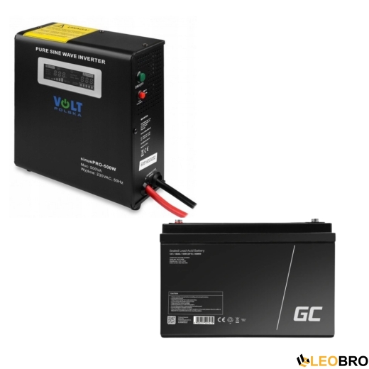 Гибридный ИБП/инвертор Volt Polska SINUS PRO 500W + Аккумулятор Green Cell AGM VRLA 100Ah 12V - 1