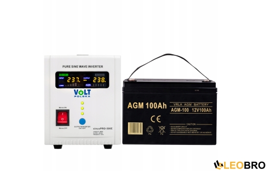 Гибридный ИБП/инвертор Volt Polska SINUS PRO 500E + Аккумулятор AGM Volt 12V 100Ah - 1