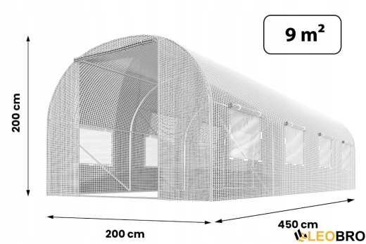 Садова теплиця з вікнами Plonos 9m2 Біла = 450х200х200 см (4972-A) - 3