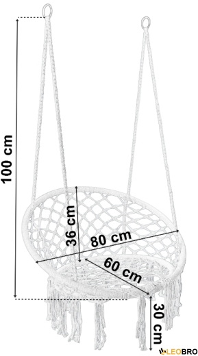 Гойдалка гніздо зі спинкою 80 см плетена TOGO Cream (5902340315866) - 3