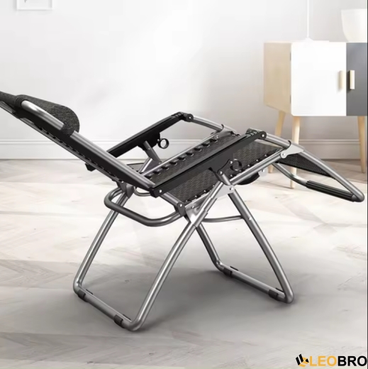 Раскладное кресло шезлонг с подушкой Zero Gravity LEOBRO Серое - 5