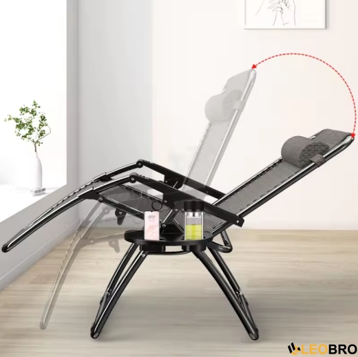 Раскладное кресло шезлонг с подушкой Zero Gravity LEOBRO Чёрное - 5