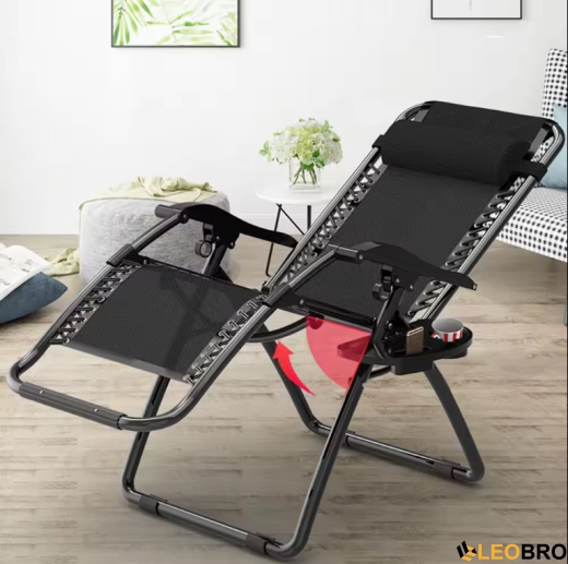 Раскладное кресло шезлонг Zero Gravity LEOBRO Чёрное - 6