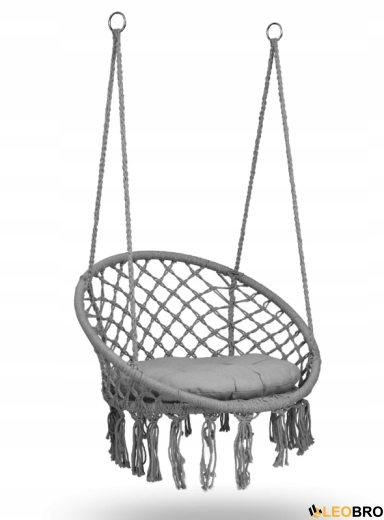 Качеля гнездо со спинкой 80 см плетеная BOHO Grey + подушка (290010) - 1