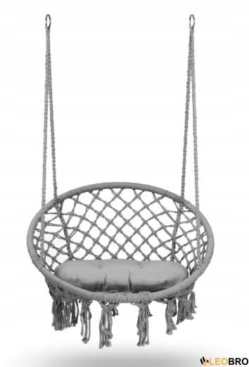 Качеля гнездо со спинкой 80 см плетеная BOHO Grey + подушка (290010) - 2