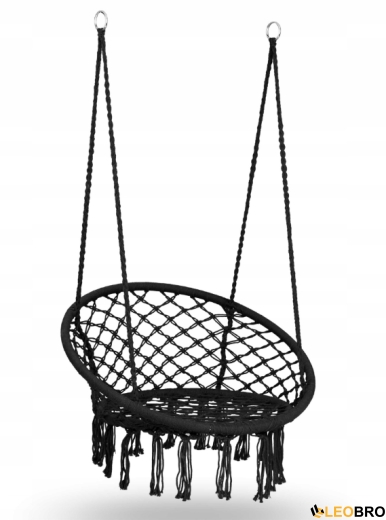 Качеля гнездо со спинкой 80 см плетеная BOHO Вlack (290000) - 1