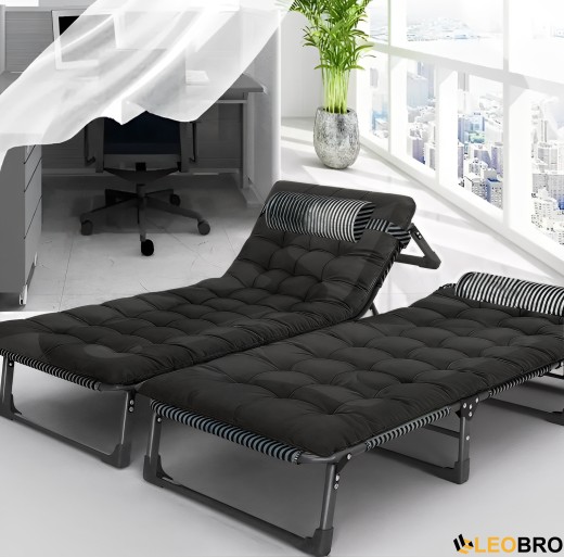 Розкладне ліжко до 150 кг з подушкою LEOBRO Темно-сіре - 1