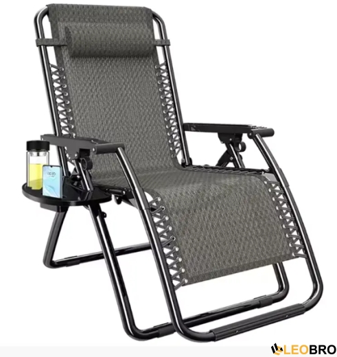 Комплект із 2 розкладних крісел шезлонгів Zero Gravity LEOBRO сірого кольору (ZGC-R02X2) - 2