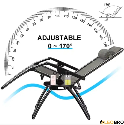 Комплект із 2 розкладних крісел шезлонгів Zero Gravity LEOBRO сірого кольору (ZGC-R02X2) - 4