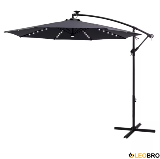 Розкладна садова парасолька з LED підсвічуванням LEOBRO, сірий - 1