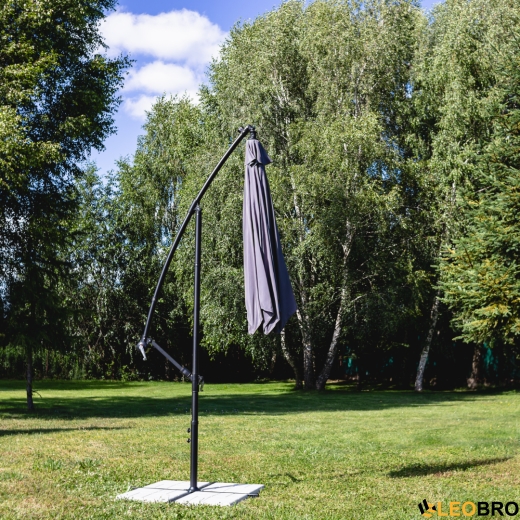 Розкладна садова парасолька з LED підсвічуванням LEOBRO, сірий - 2