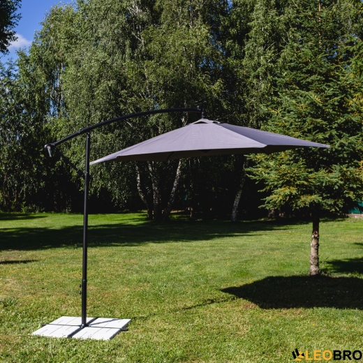 Розкладна садова парасолька з LED підсвічуванням LEOBRO, сірий - 3