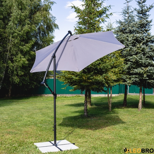 Розкладна садова парасолька з LED підсвічуванням LEOBRO, сірий - 4