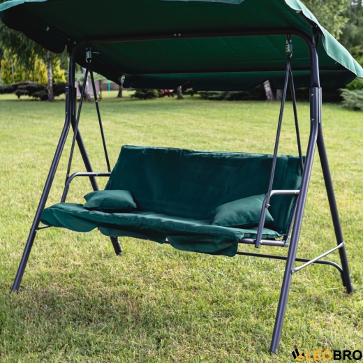 Гойдалка LEOBRO зеленого кольору з подушками на 3 особи - 2