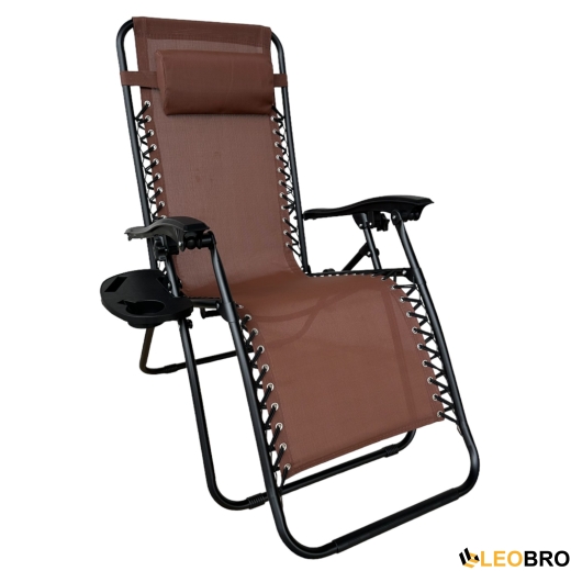 Раскладное кресло шезлонг Zero Gravity LEOBRO Коричневое - 1