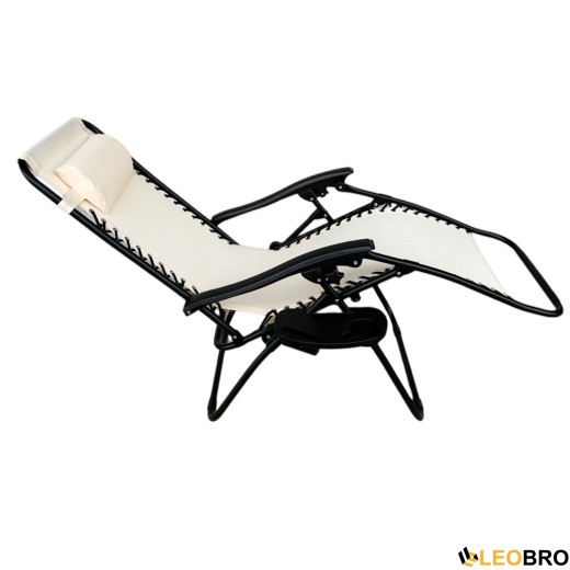 Розкладне крісло шезлонг Zero Gravity LEOBRO Бежеве - 4