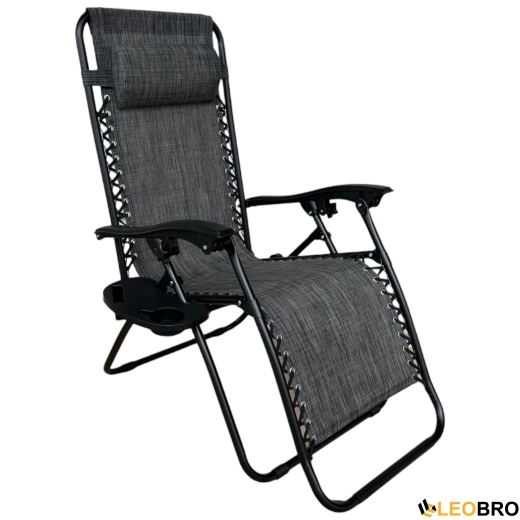 Розкладне крісло шезлонг Zero Gravity LEOBRO Темно-сіре - 1