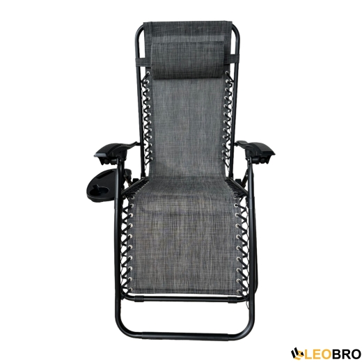 Розкладне крісло шезлонг Zero Gravity LEOBRO Темно-сіре - 2