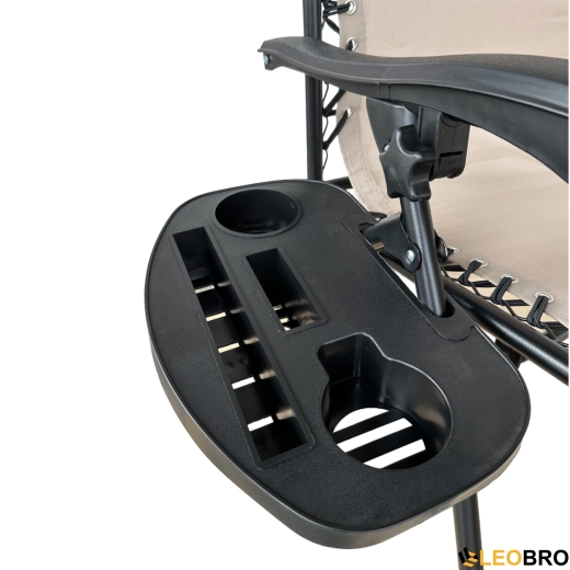 Раскладное кресло шезлонг Zero Gravity LEOBRO с козырьком Бежевое - 2