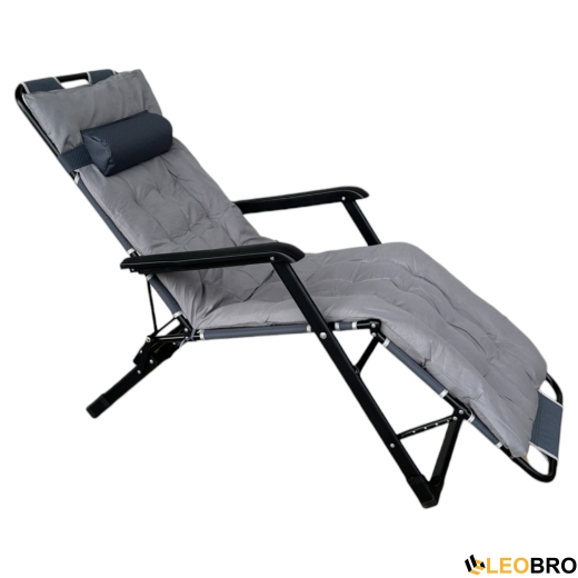 Розкладне крісло ліжко з подушкою LEOBRO Темно-сіре - 1