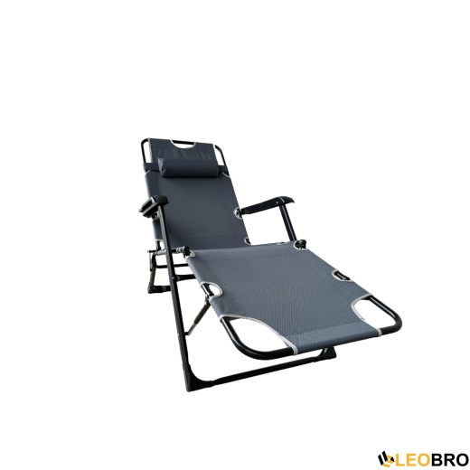 Розкладне крісло ліжко з подушкою LEOBRO Темно-сіре - 6